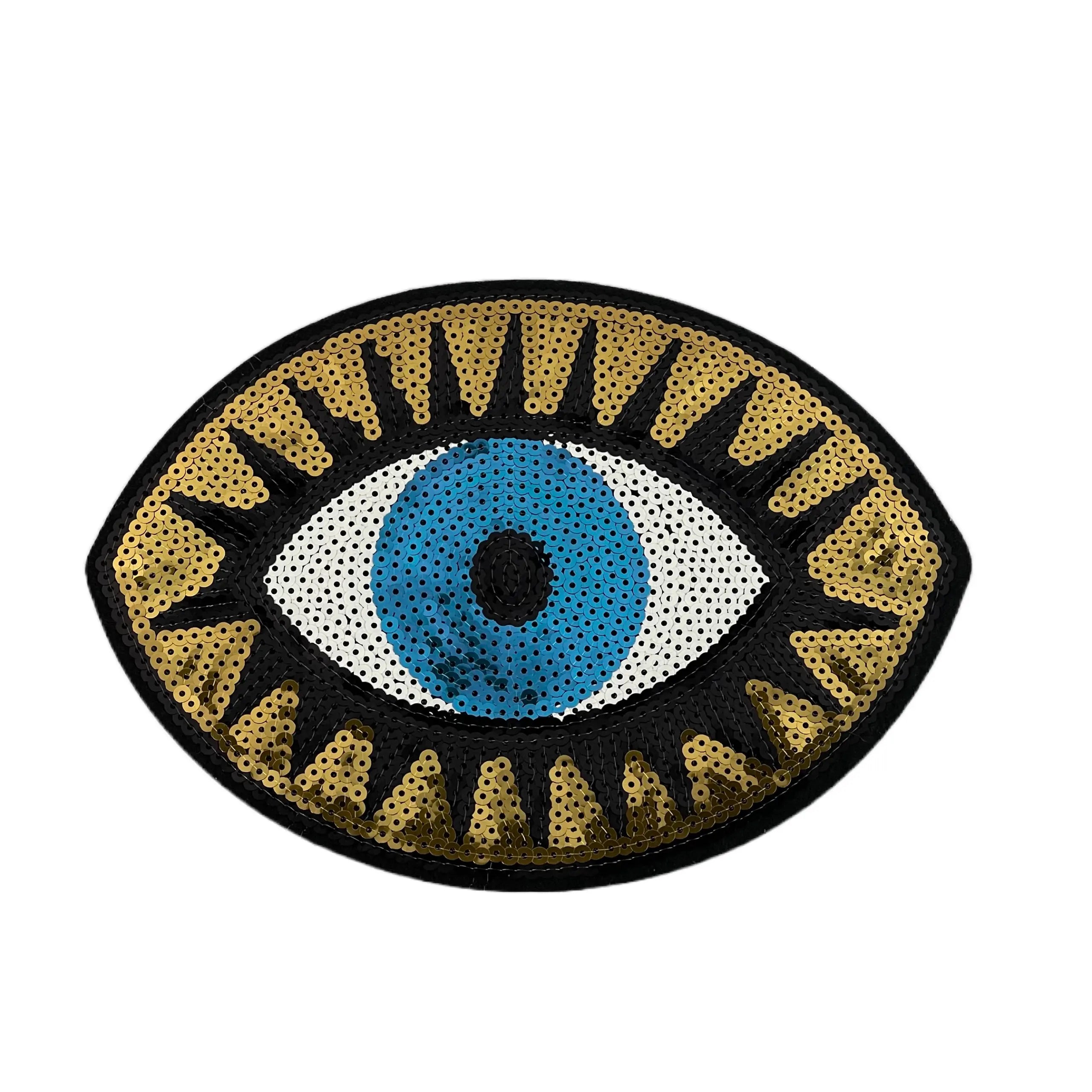 Evil Eye with Shooting Stars Sequin Patch, Extra-Large (13 Inches