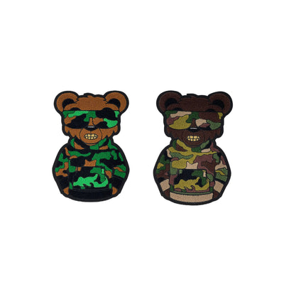 11” Chenille Camo Bear with Gold Teeth Patch, Sew on Patch - Reanna’s Closet 2