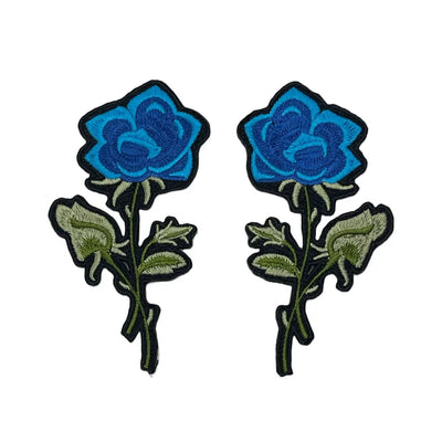 2-Piece, 4” Blue Flower Patch, Embroidered Iron on Patch - Reanna’s Closet 2