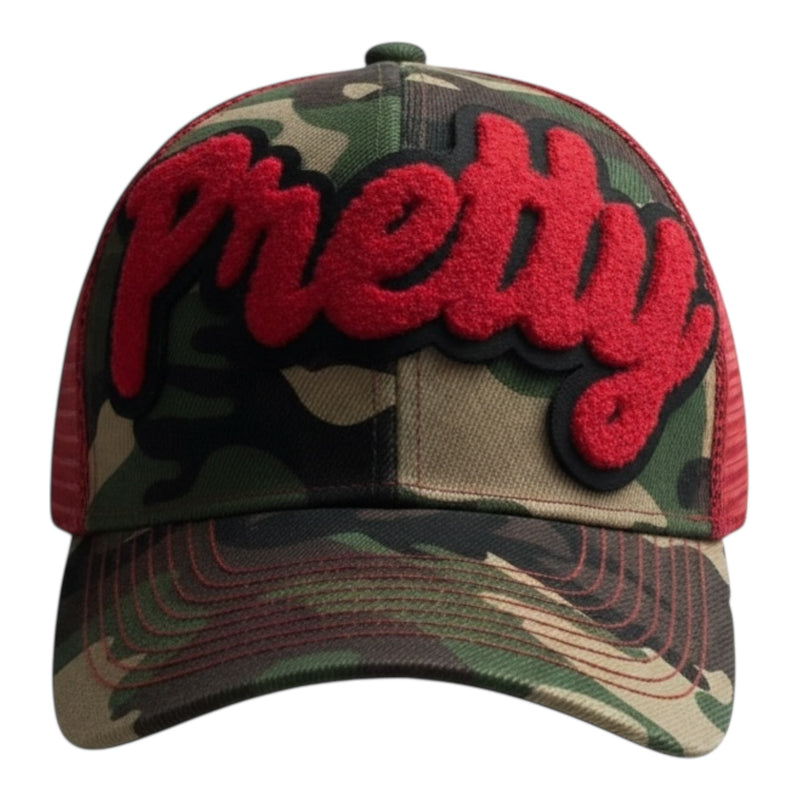 Pretty Trucker Hat Camouflage Red Stylish Adjustable Fit