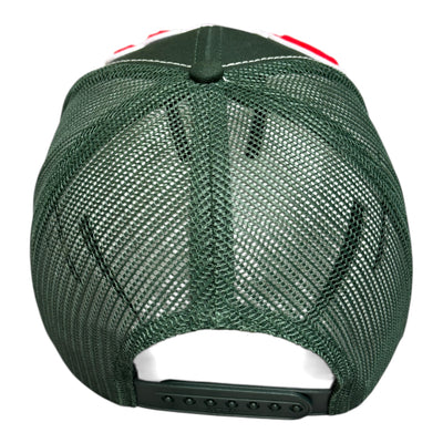 Pretty Trucker Hat Forest Green Red White