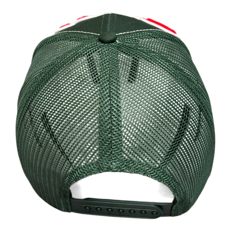 Pretty Trucker Hat Forest Green Red White