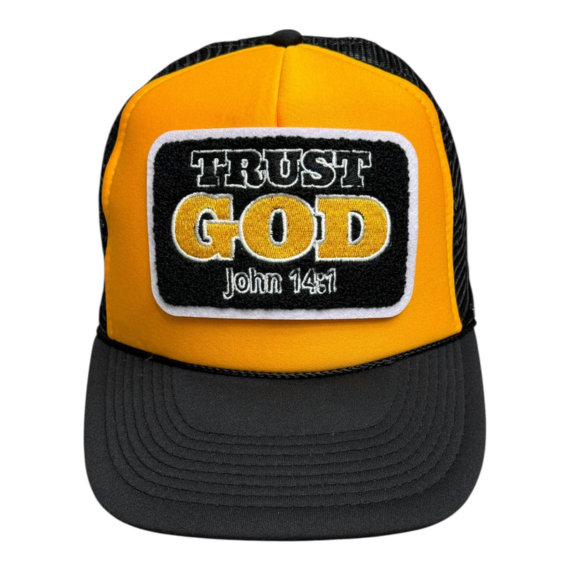 Trust God Foam Trucker Hat (Gold/White/Black) for Style