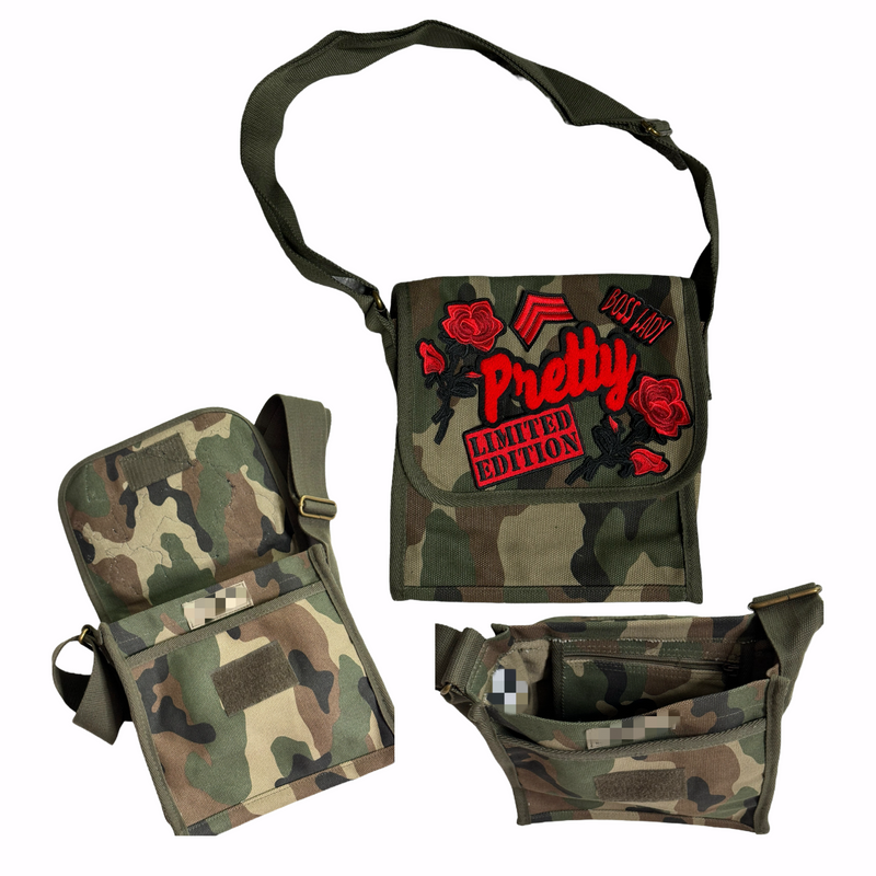 Pretty Crossbody Bag (Camouflage/Red) Please Allow 2 Weeks for Processing
