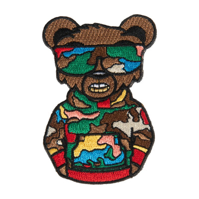 3” Camo Bear with Gold Teeth Patch, Embroidered Iron on Patch - Reanna’s Closet 2