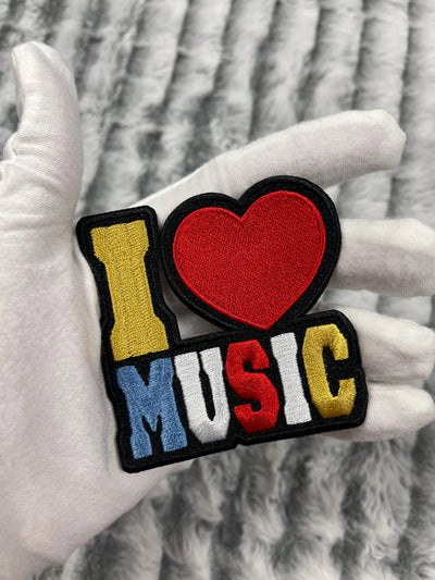 3” I Love Music Patch, Embroidered Iron On Patch Reanna’s Closet 2®