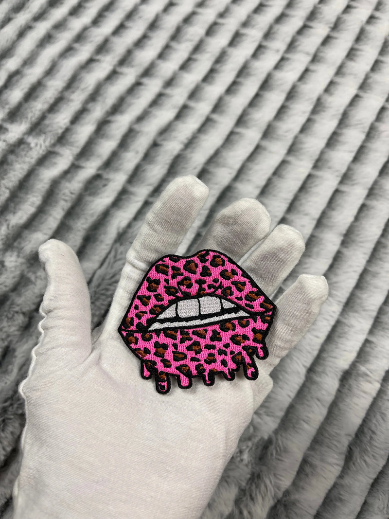 3” Leopard Print Lips Patch, Embroidered Iron on Patch Reanna’s Closet 2®