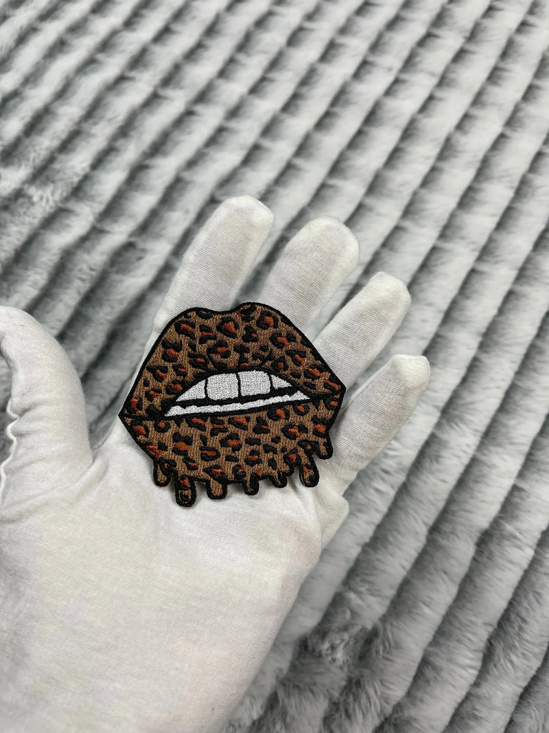 3” Leopard Print Lips Patch, Embroidered Iron on Patch - Reanna’s Closet 2