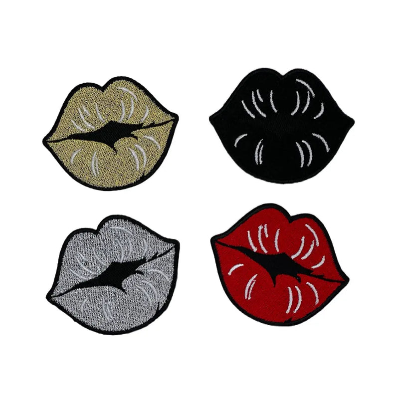 4-Piece, 2.5” Lips Patch, Embroidered Iron on Patch - Reanna’s Closet 2