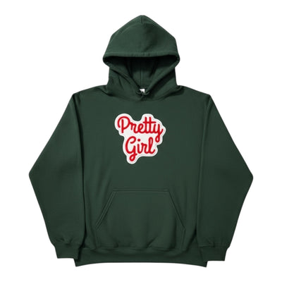 Pretty Girl Hoodie Forest Green Red White