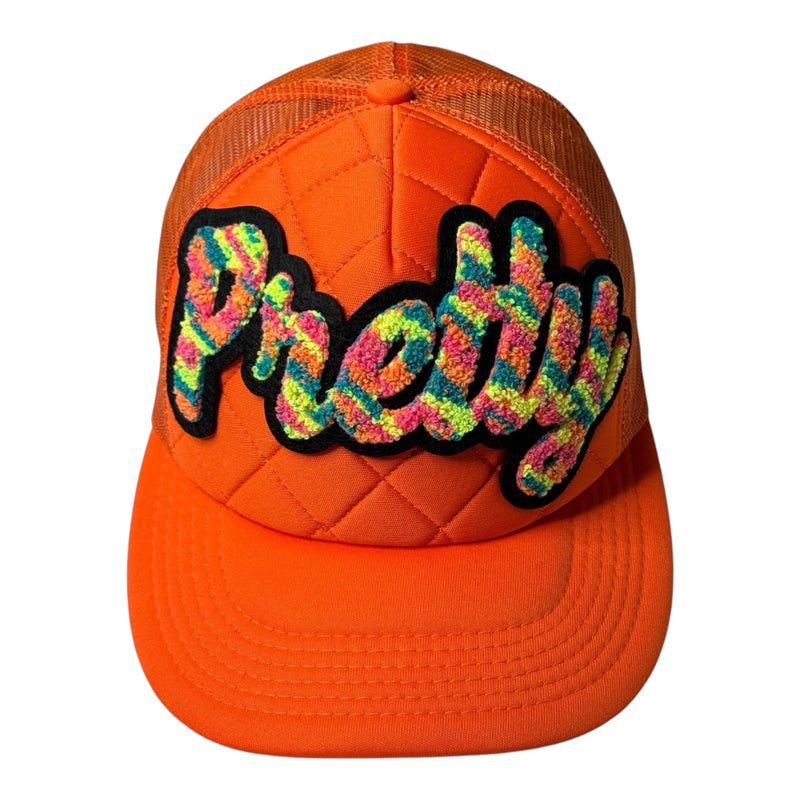 Pretty Quilted/Foam Trucker Hat (Orange/Multi)