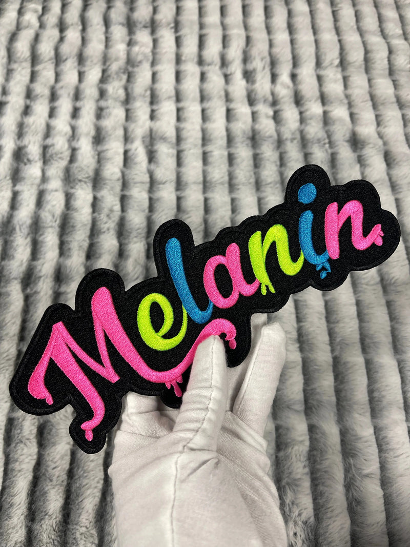 8 3/4” Dripping Melanin Patch, Embroidered Iron on Patch Reanna’s Closet 2®