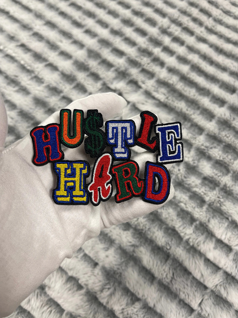 4” Hustle Hard Patch, Embroidered Iron On Patch Reanna’s Closet 2®