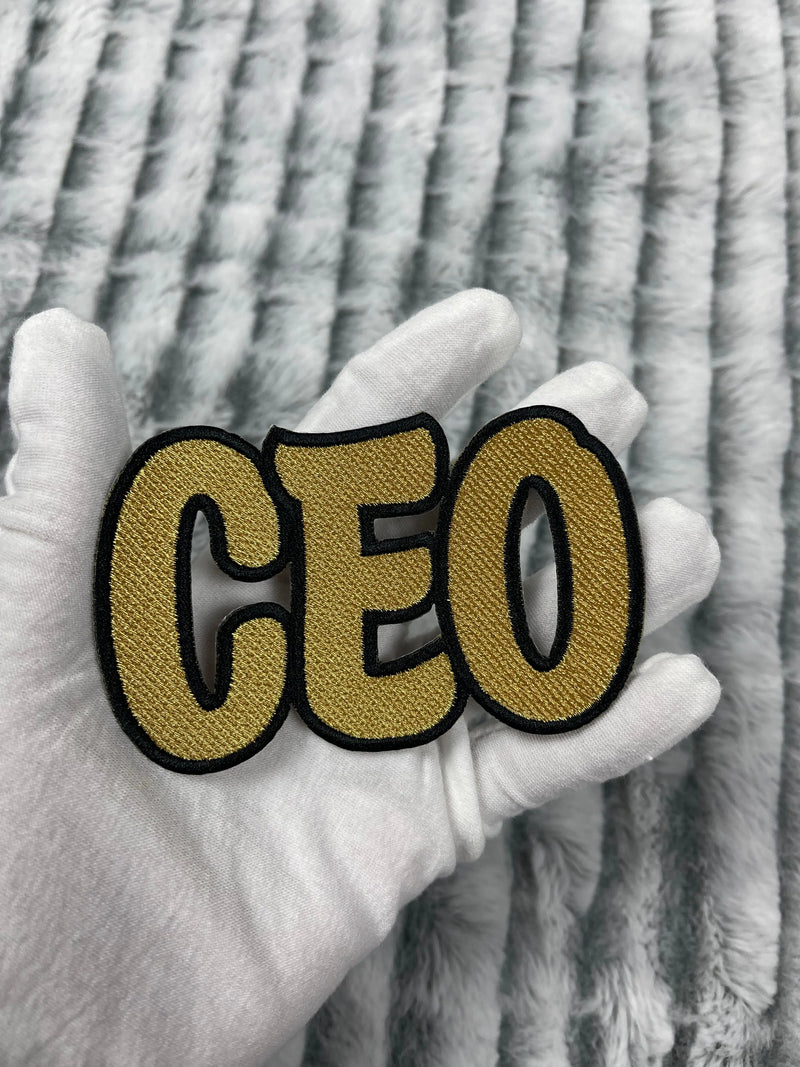 4” Metallic Gold CEO Patch, Embroidered Iron On Patch Reanna’s Closet 2®