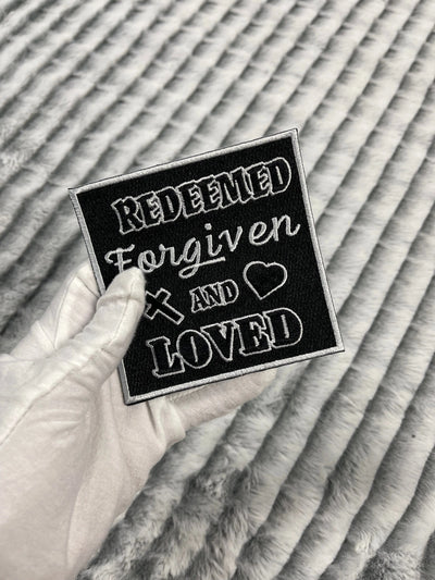 4” Redeemed, Forgiven, and Loved Patch, Embroidered Iron On Patch - Reanna’s Closet 2