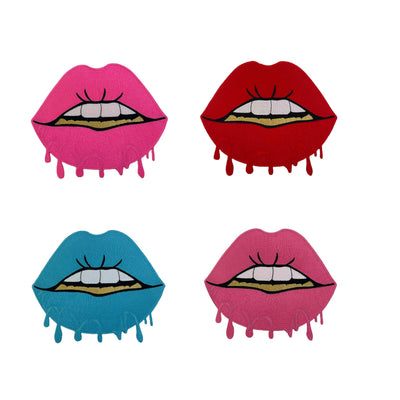 7” Lips with Gold Teeth Patch, Embroidered Iron on Patch Reanna’s Closet 2®
