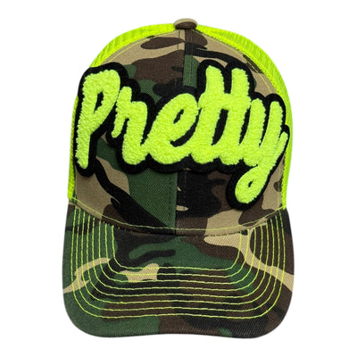 Pretty Hat Trucker Hat Camouflage Neon Yellow Style