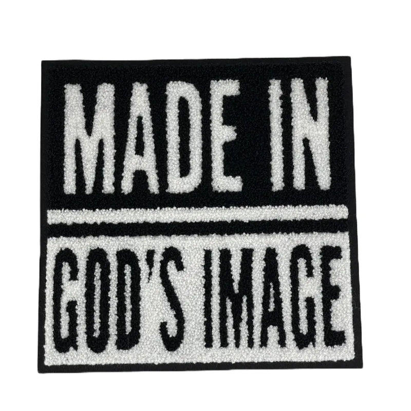 8” Chenille Made in God’s Image Patch, Sew on Patch
