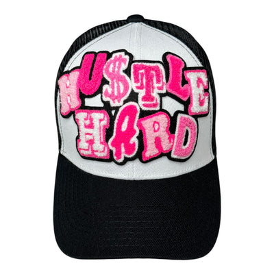 Hustle Hard Trucker Hat (Pink Multi)