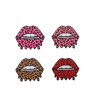 9” Leopard Print Lips Patch, Embroidered Iron on Patch Reanna’s Closet 2®