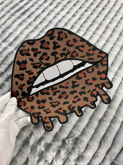 9” Leopard Print Lips Patch, Embroidered Iron on Patch - Reanna’s Closet 2
