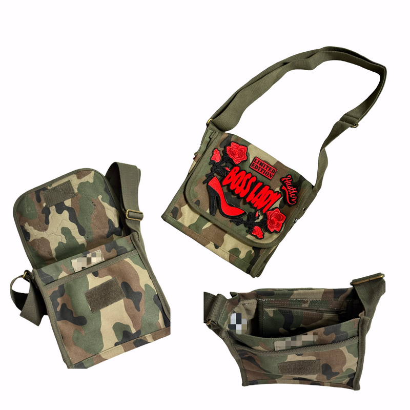 Boss Lady Crossbody Bag (Camouflage/Red) Please Allow 2 Weeks for Processing