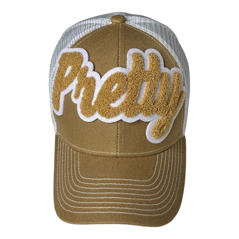 Pretty Trucker Hat (Tan/White)