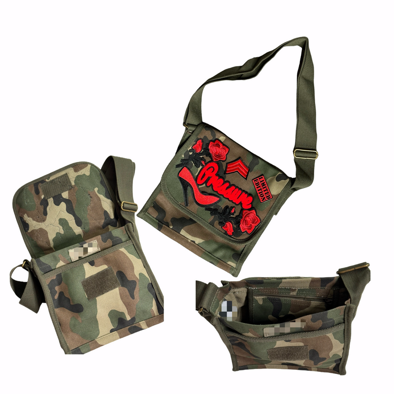 Pressure Crossbody Bag (Camouflage/Red) Please Allow 2 Weeks for Processing