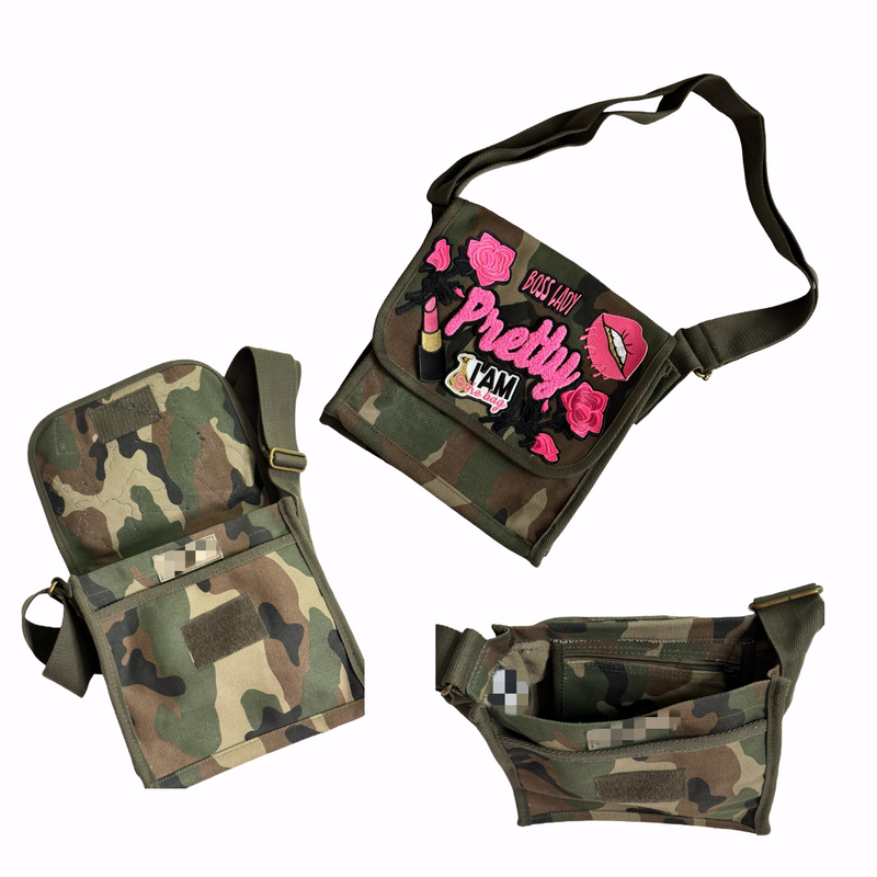 Pretty Crossbody Bag (Pink/Camouflage) Please Allow 2 Weeks for Processing