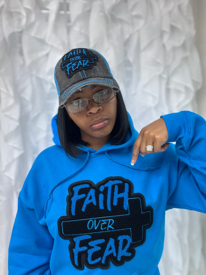 Faith Over Fear Hoodie (Sapphire/Black)