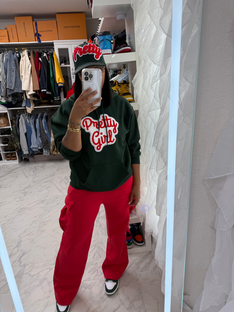 Pretty Trucker Hat Forest Green Red White