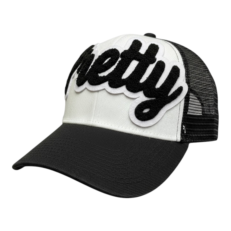 Black and white cap with &