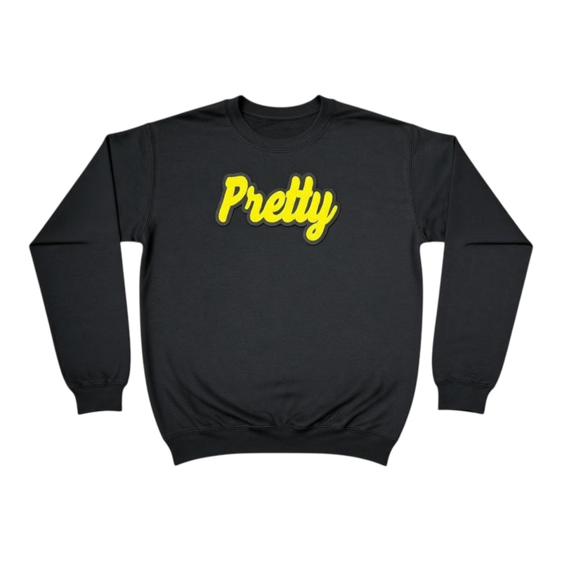 Black sweatshirt with yellow text &