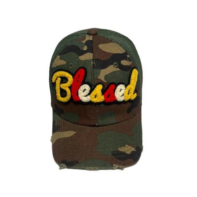 Blessed Hat, Camouflage Print Distressed Trucker Hat with Mesh Back Reanna’s Closet 2