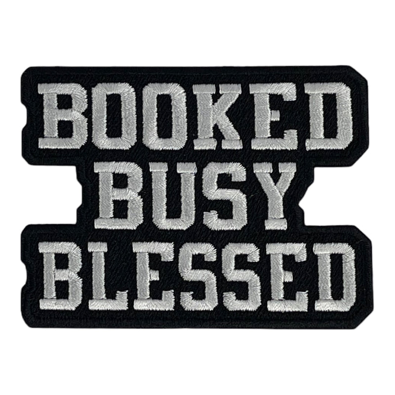 Booked Busy Blessed Patch/White