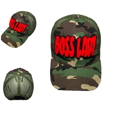 Boss Lady Hat, Camouflage Print Trucker Hat with Mesh Back - Reanna’s Closet 2