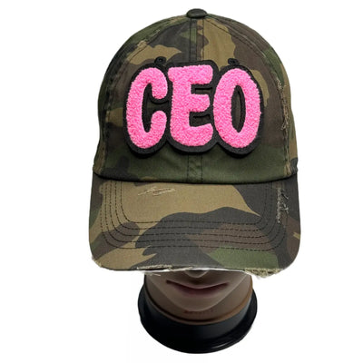CEO Hat, Camouflage Print Distressed Dad Hat - Reanna’s Closet 2