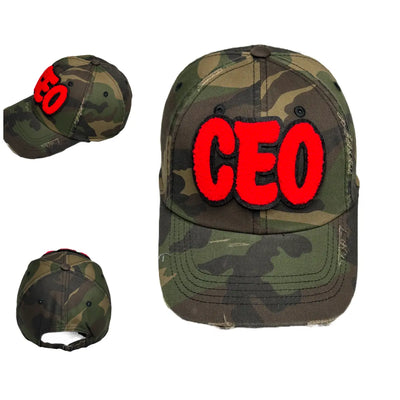 CEO Hat, Camouflage Print Distressed Dad Hat - Reanna’s Closet 2