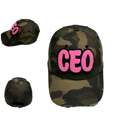 CEO Hat, Camouflage Print Distressed Dad Hat Reanna’s Closet 2