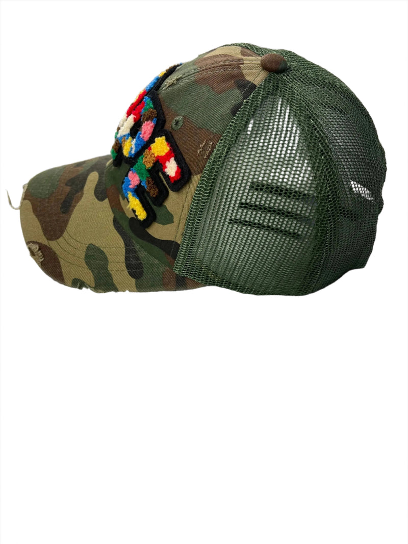 Camo Dope Hat, Camouflage Print Distressed Trucker Hat with Mesh Back Reanna’s Closet 2
