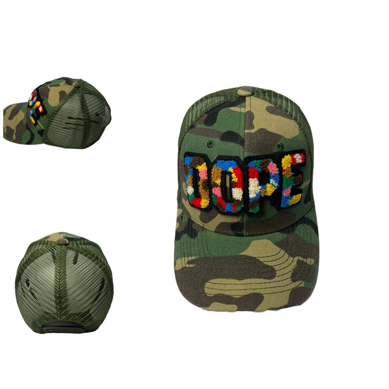 Camo Dope Hat, Camouflage Print Trucker Hat with Mesh Back - Reanna’s Closet 2