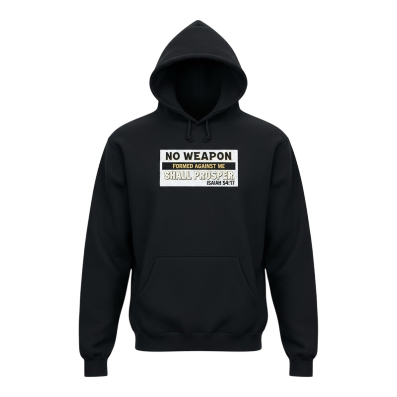 Black hoodie with a white graphic on a white background