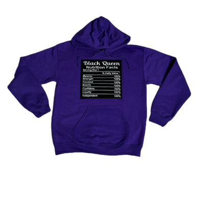 Customized Black Queen Nutrition Facts Patched Hoodie, (Purple) Please Allow 2 Weeks for Processing - Reanna’s Closet 2