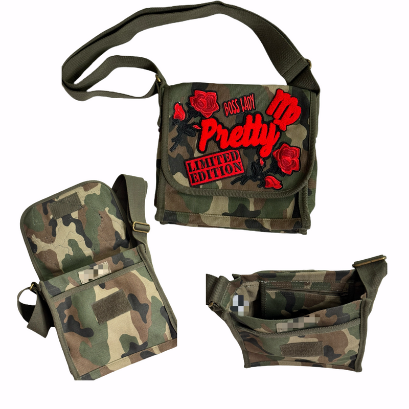 Pretty Crossbody Bag (Camouflage/Red/Virgo) Please Allow 2 Weeks for Processing