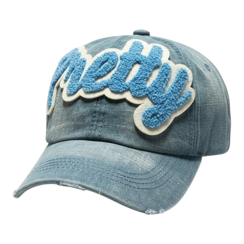 Blue denim cap with &