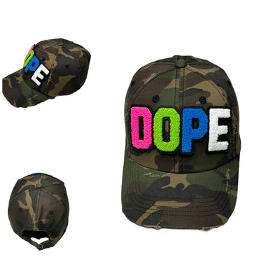 Dope Hat, Camouflage Print Distressed Dad Hat - Reanna’s Closet 2