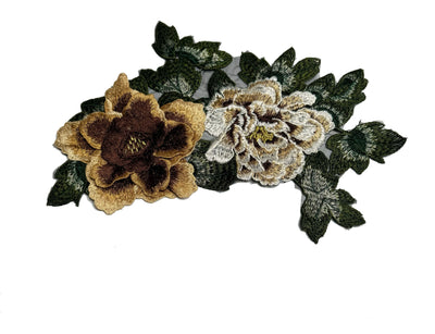 Brown Peony Flower, 3-D Flower Patch, Lace/Embroidered Patch, Sew-on Patch - Reanna’s Closet 2