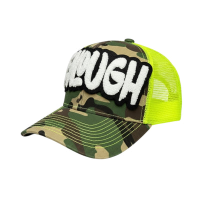 Enough Trucker Hat Camouflage Neon Yellow Style