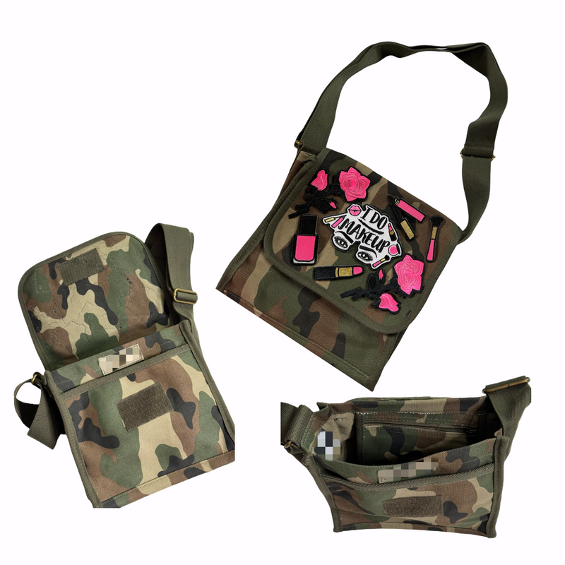 I Do Makeup Crossbody Bag (Camouflage/Multi) Please Allow 2 Weeks for Processing