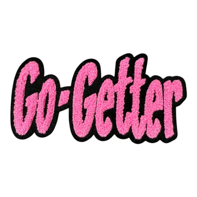 Pink 'Go-Getter' text on a white background